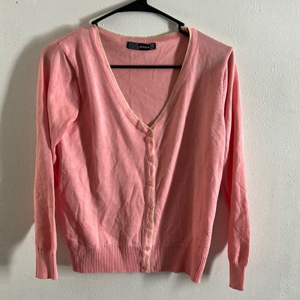 Zara Light Pink V-Neck Cardigan